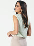 Cowl Neck Satin Pastal Green Top